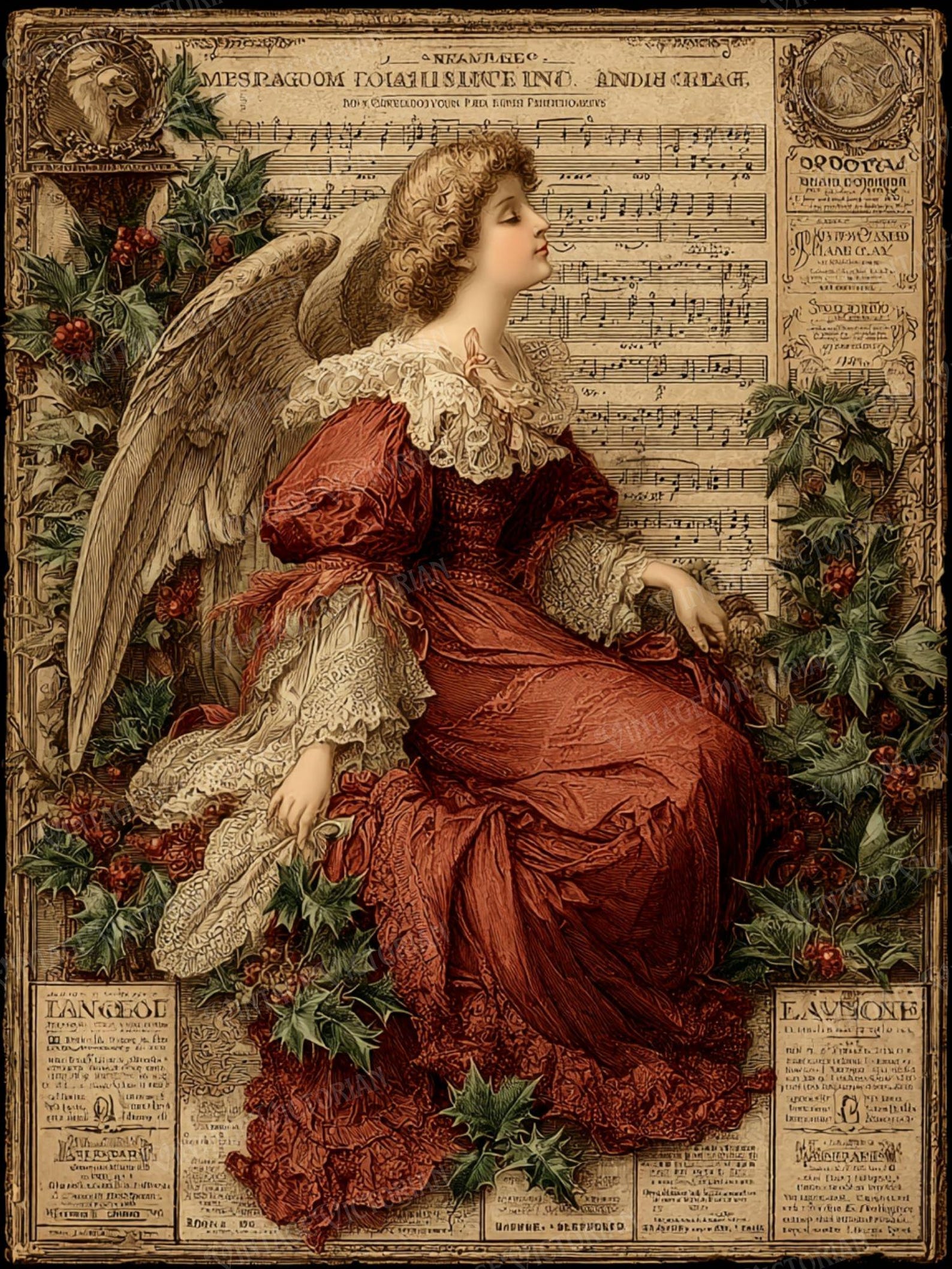 Vintage Angel With Musical Notes – Retro Spiritual Digital Postcards, 8 ...