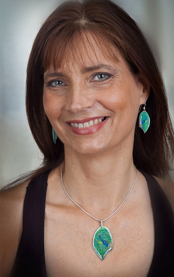 Peacock Energy Earrings by artist Julia Watkins Etsy