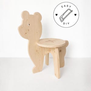 Facile fai da te in legno: modello per uno sgabello a forma di orso | Piano di costruzione PDF stampabile
