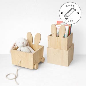 Easy Wood DIY: Rolling Bunny Wooden Crate | Printable PDF Woodworking Plan