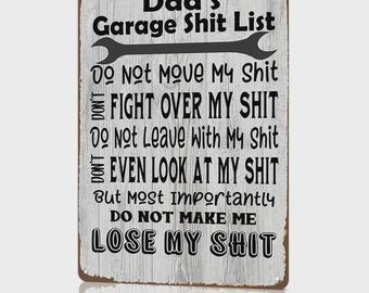 Vintage Metal Sign 'Dad'S List' For Garage, Bedroom, For Man Cave - Funny Novelty Gift For Dads & Men, Home Decoration 12x8 Inch