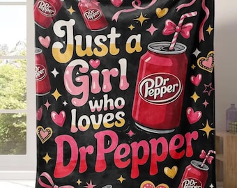 Dr. Pepper Retro Cool Vibe American Style Flannel Slogan Blanket, A warm nap blanket,Weighted Throw, Classic Warm Decor Piece, Ideal Gift