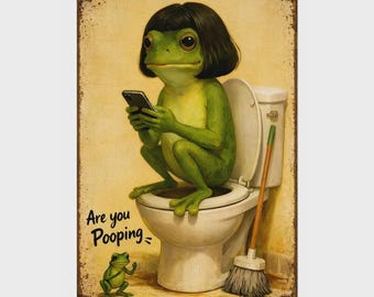 8*12 Inch Whimsical Frog Portrait Metal Tin Sign Vintage Style Home Decor for Living Room funny bathroom wall decor friend ideal gift accent