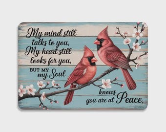 Memorial Cardinal Birds Tin Sign， Vintage Cardinal Birds & Cherry Blossoms Metal Sign Print Aesthetic Room Decor 8 X 12