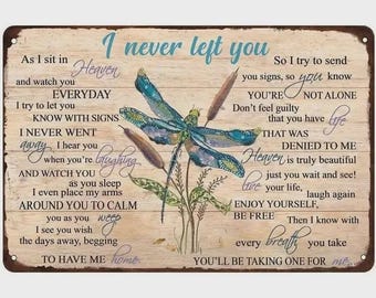Vintage Dragonfly Metal Tin - Distressed Finish Decor for Indoor Outdoor Use - 8"x12" Plaque & Art with Bar Style and Heaven-Themed Design