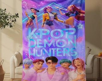 K-Pop Demon Hunters Blanket, Soft Warm Trendy Throw for Fans, Perfect Gift for K-Pop Lovers, Decorative Home Accessory