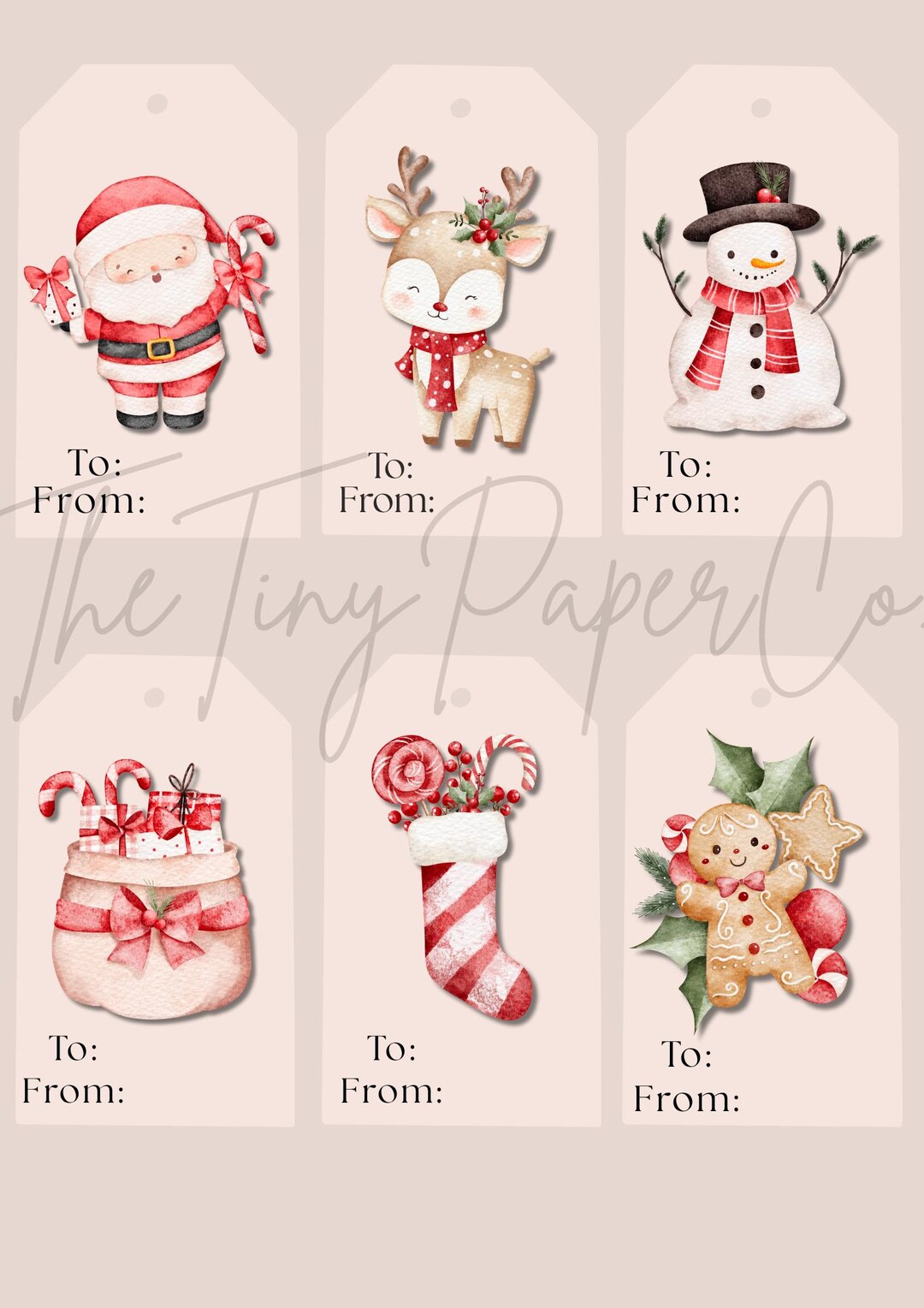 Pink Christmas Gift Tags Printable | Cute Holiday Gift Tags Digital ...