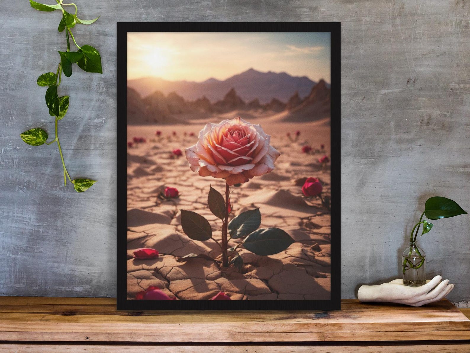 Desert Rose Art Print | Warm Tones Floral Wall Art (digital Download ...