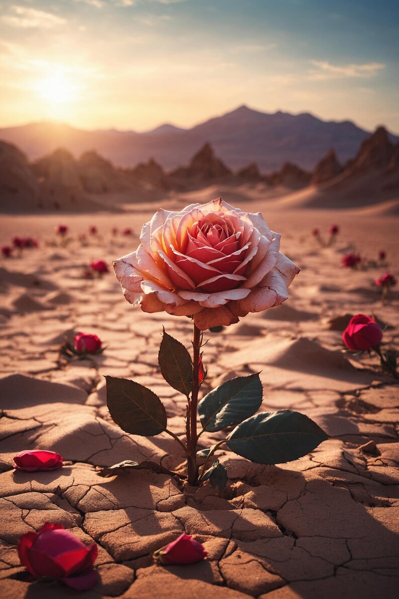 Desert Rose Art Print | Warm Tones Floral Wall Art (digital Download ...