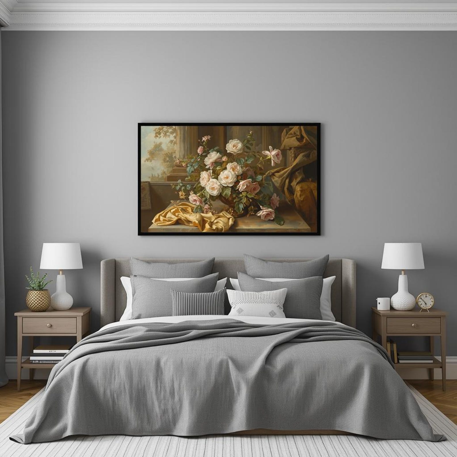 Roses Drawings Rococo Rococo Floral Still Life Oil Painting | Antique Roses & Drapery ...