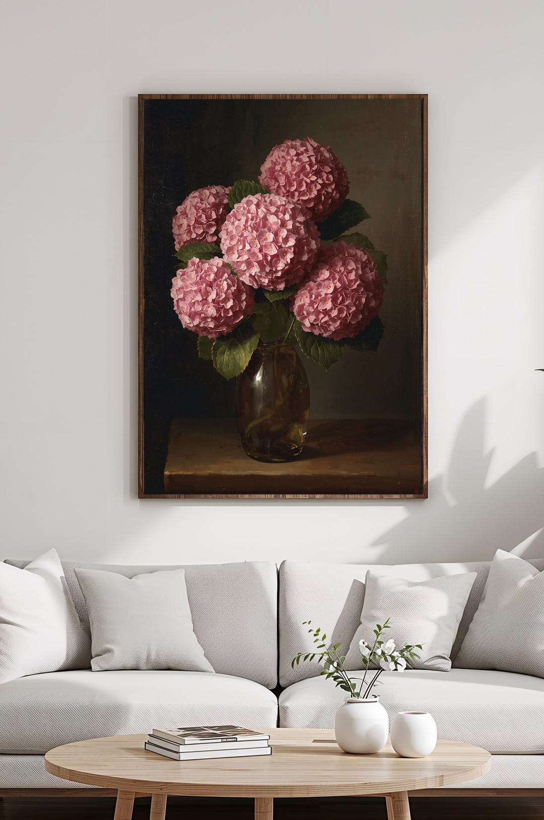 Vintage Pink Hydrangea Oil Painting | French Country Still Life ...