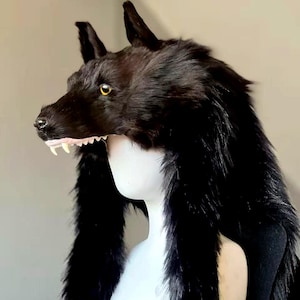 Pelzigen Kostüm Kopfschmuck, Handgefertigter Wolf Cosplay Hut, Fursuit Halbe Gesichtsmaske, Cosplay Accessoire, Halloween Cosplay Kostüm