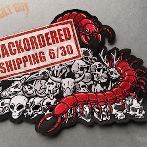 Scavenger’s Daughter TRUE SIZE Back patch! – Pyramid of Skulls & Scolopendra Centipede Boss | Dungeon Crawler Carl Original Fan Art!
