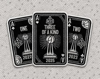 Las Vegas Aces  “Three of a Kind” Celebrate in true Vegas style with this bold embroidered patch set featuring all 3 championship years