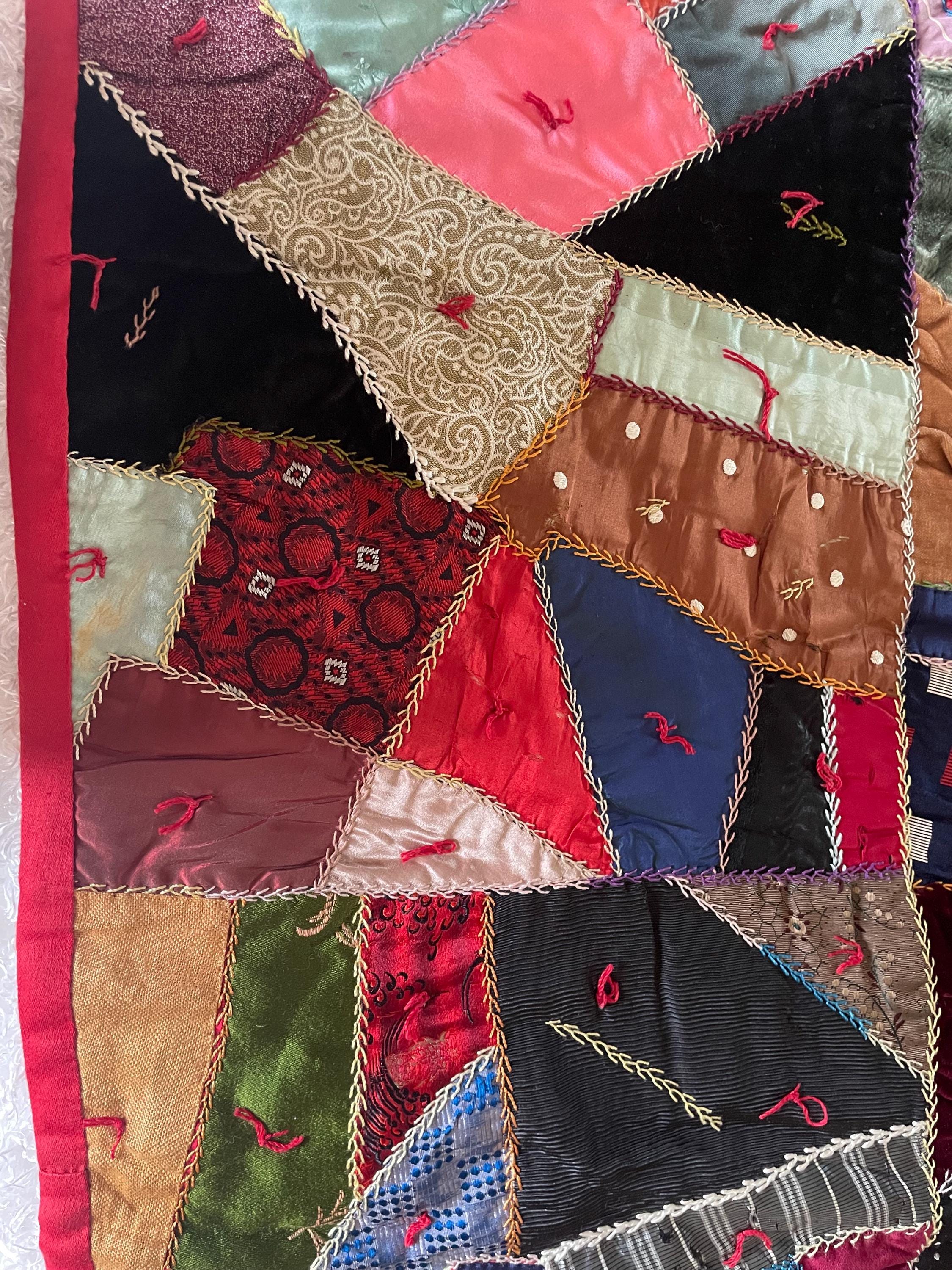 Antique Crazy Quilt. RARE Find. 1880s-1890s Victorian Queen Size