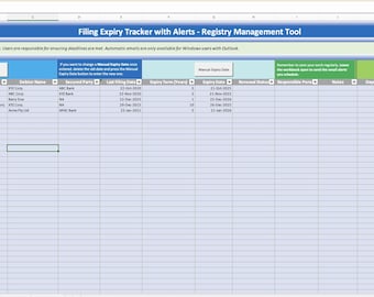 Filing Expiry Tracker with Alerts – Registry Management Tool (Excel Download)