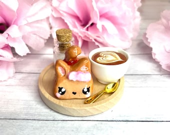 Handmade Cat Toast Artisan Keycap – Resin Cherry MX Keyboard Key – Kawaii Bakery Design