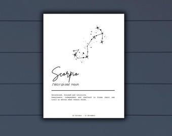 Scorpio Astrology Print: Minimalist Horoscope Art (Digital Download)