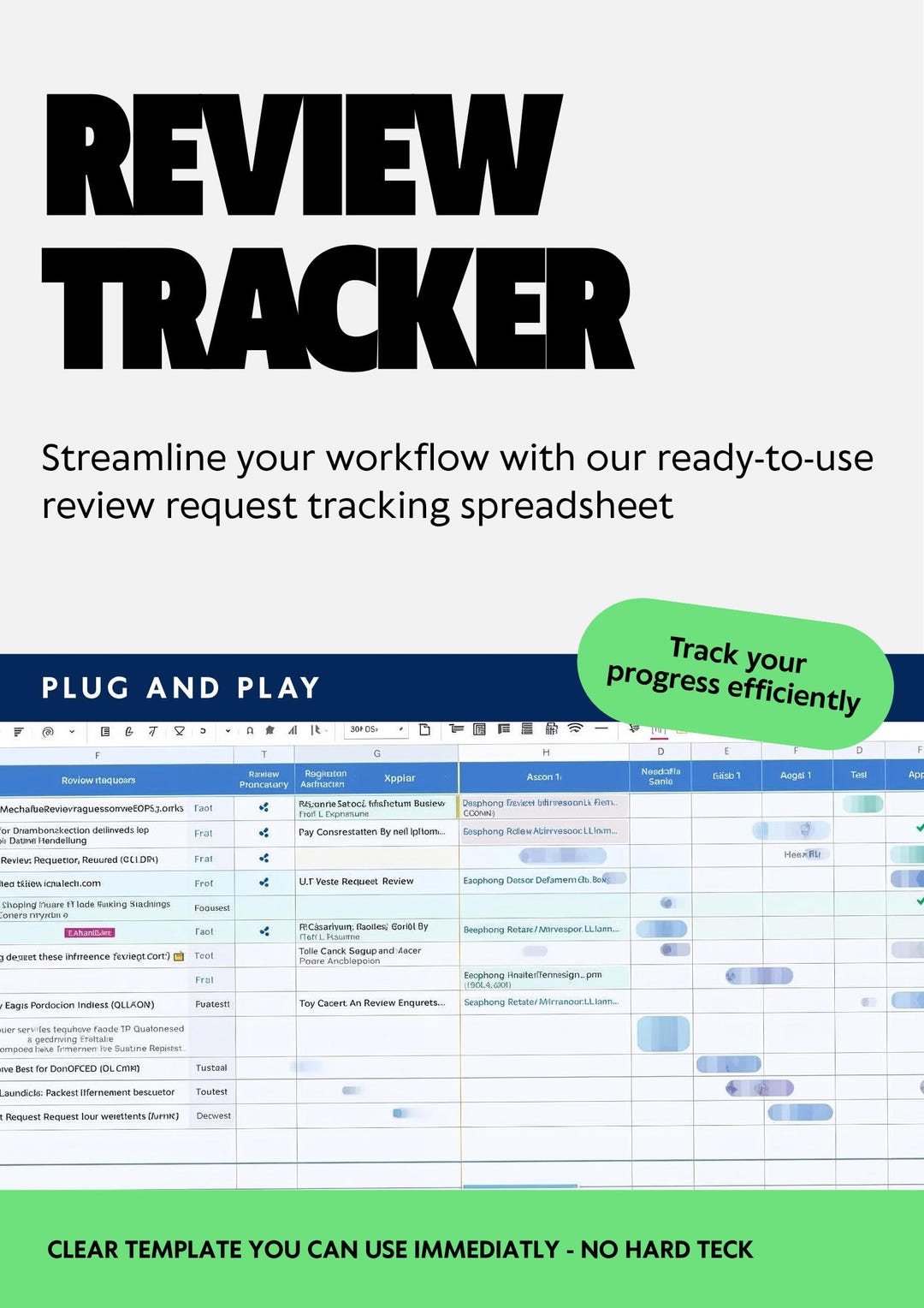 Job & Review Tracker Toolkit: Google Sheets, Excel, PDF (digital ...