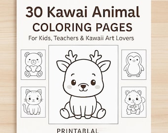 30 Kawaii Animal Coloring Pages – Cute Printable Coloring Book for Kids (PDF)