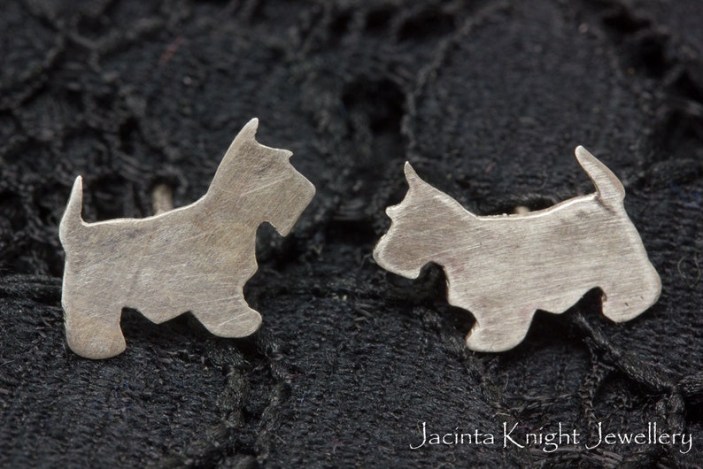 Sterling silver Scottish Terrier stud earrings Etsy