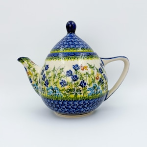37 oz Teapot Atena Handcrafted Pottery in Poland. Bluebell Meadow Design