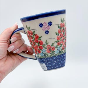 Mug XL 18oz. Handcrafted Polish pottery stoneware:  UNIKAT Red Berry