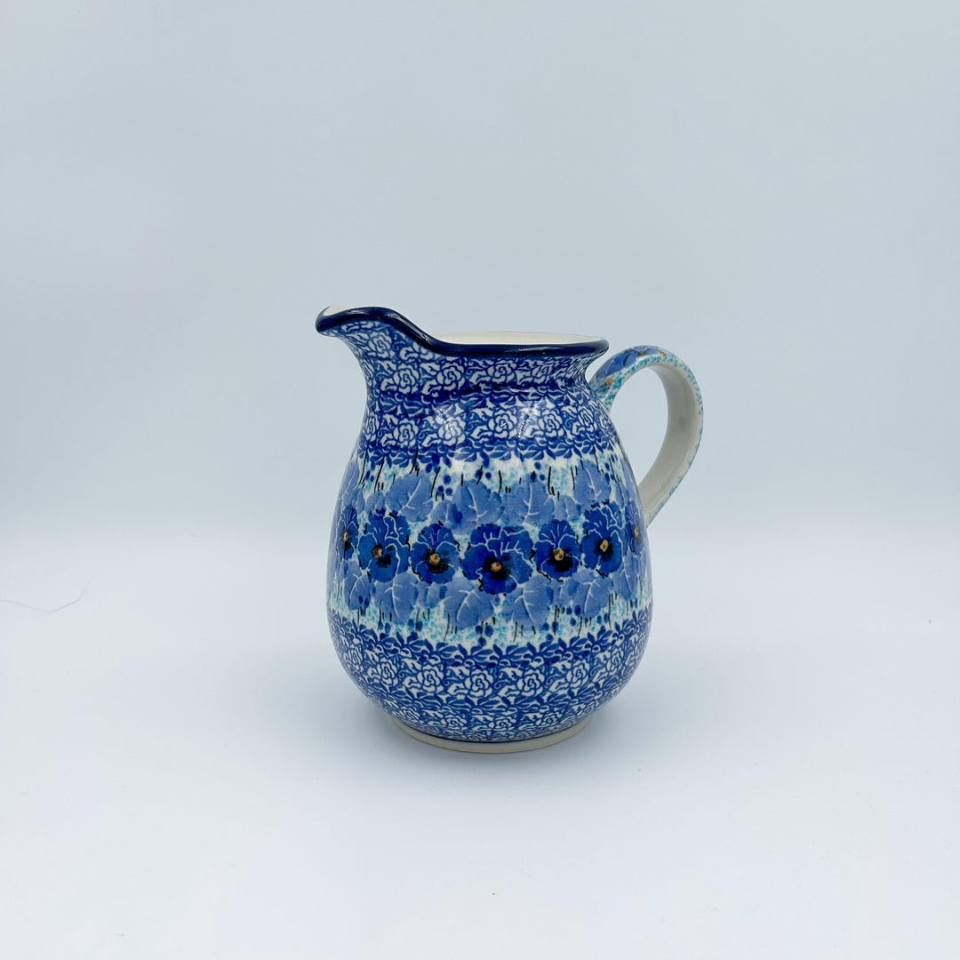 3.5 Cup Pitcher. Hand painted Polish pottery stoneware. UNIKAT Deep Winter