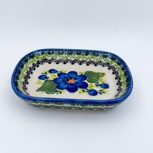 6" Butter Platter: UNIKAT Blue Poppy Garden