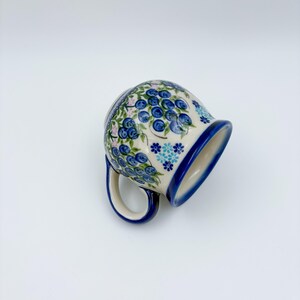 10 oz Bubble Mug. Handcrafted Polish pottery stoneware:  UNIKAT Blueberry Design