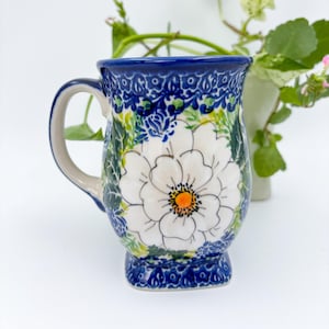 Tulip Mug 10oz. Handcrafted Polish pottery stoneware:  UNIKAT Wild Rose