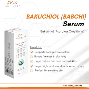 Millikare Organics Bakuchiol Serum, USDA Certified Organic, Plant-Based Retinol Alternative for Anti-Aging, Fine Lines & Sensitive Skin