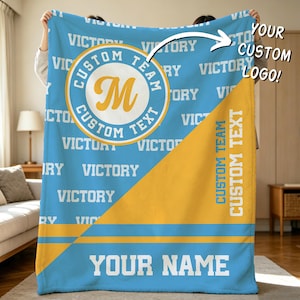 Personalized Sport Team Logo Flannel Blanket,Custom Name College Dorm Fleece Throw,Graduation Party Gift,Business Logo,King Size Bed Blanket
