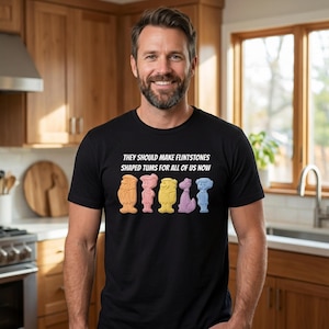 The Flintstones Cartoon Funny Casual 100% Cotton TUMS T-shirt, Gen-X Graphic Pullover,Retro Adult Humor Unisex Tee,Gifts For Men, Women Top