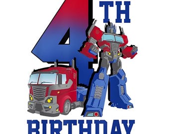 It's My 4th Birthday, Birthday Theme Party, Truck Birthday Theme, Birthday Boy Design, PNG Sublimation, Instant Download, Digital PNG File