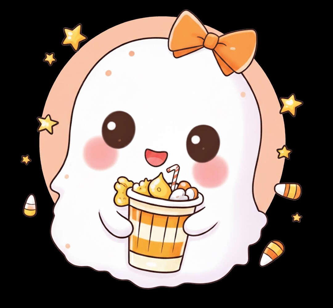 Cute Kawaii Ghost Art Print | Halloween Candy Corn Illustration ...