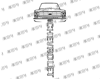 Chevrolet Truck Front View Line Art | Classic Chevy Squarebody Design | Vintage Pickup Lover Gift