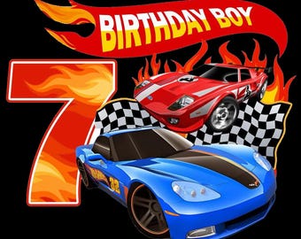 H wheel Racing Birthday Boy 7TH PNG, Birthday Boy Race Car Png Sublimation Design, Checkered Flag Flames Clipart, 7th Birthday PNG, PNG art