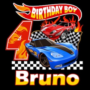 H wheel Racing Birthday Boy 4TH PNG, Birthday Boy Race Car Png Sublimation Design, Checkered Flag Flames Clipart, 4rd Birthday PNG, PNG art