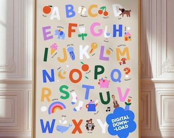 Playroom ABC Poster | Colorful Kids Alphabet Chart (Digital Download)