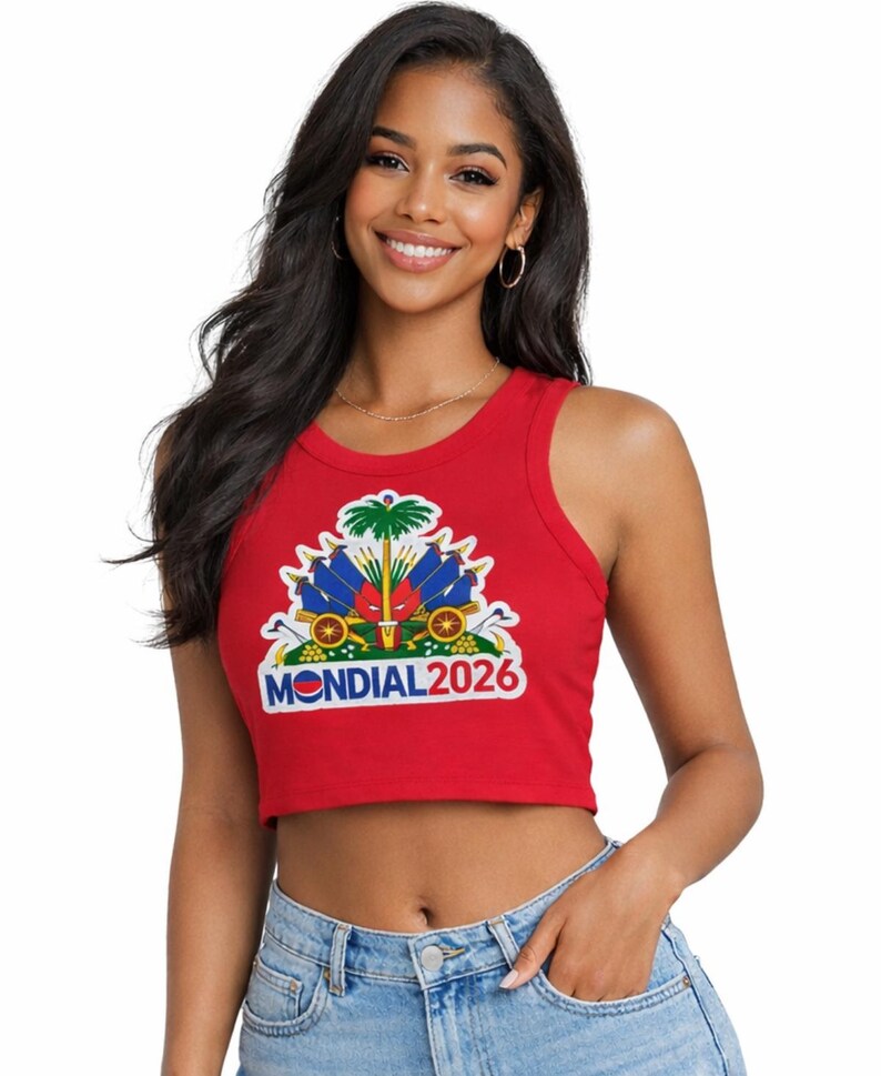 Mondial 2026 Crest Racer Tank Top | Palm Tree, Flags, Vibrant Logo image 2