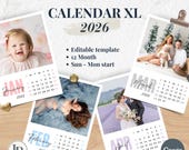 2026 Photo Calendar Template, XL Polaroid Style (Canva Editable), Desk or Magnetic Printable Calendar