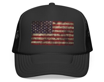 Berretto Trucker Con Bandiera Americana – Stile Vissuto E Ricamo USA – Regolabile