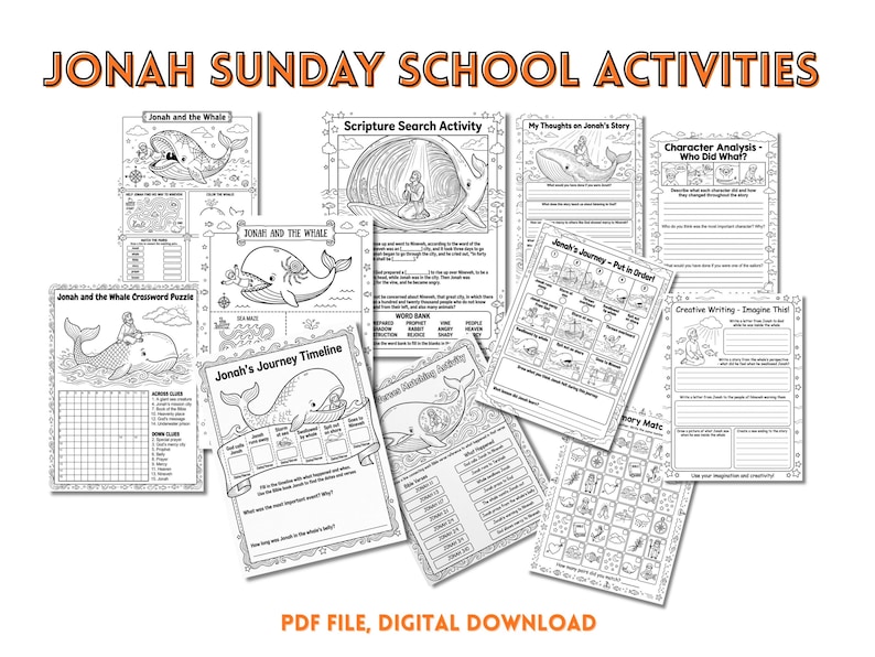 Jonah and the Whale Activity Sheet for Kids | Bible Story Coloring ...