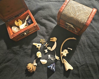 Caja de osteomancia seleccionada a mano para lanzar huesos.