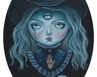 Omega, the Little Witch, an A4 or A5 giclée print of my graphite illustration.