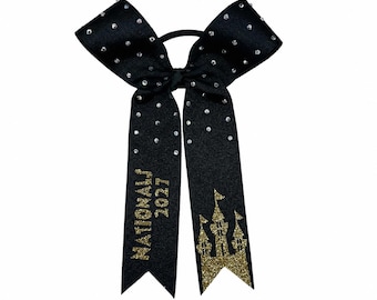 Collegiate Nationals Castle Cheer Bow | College Style Cheer Bow | Orlando Cheer Bow