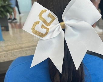 Custom Cheer/Dance/Softball bow with 1 Glitter Name