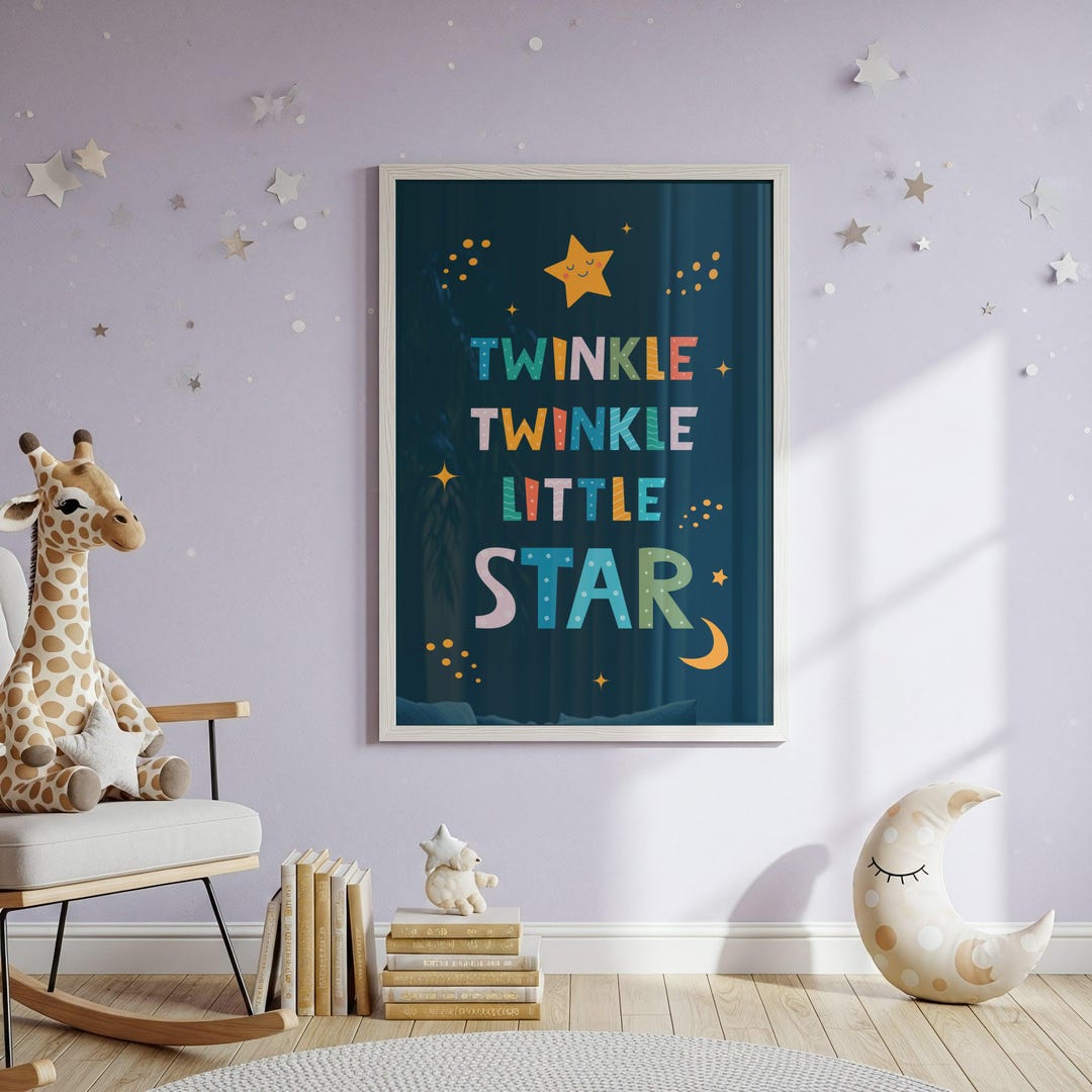 Twinkle Twinkle Little Star Poster - Hand Drawn Illustrations of Stars ...