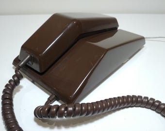Téléphone vintage vintage des années 1980 Northern Telecom marron cacao CONTEMPRA - FABRIQUÉ AU CANADA